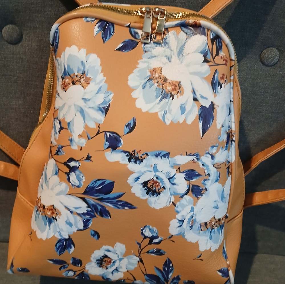 Mustard Floral Backpack.   FF293
